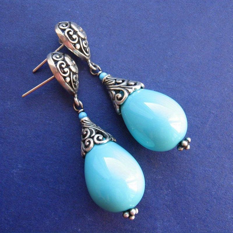 Vintage Flower Gemstone Stud Earrings for Women