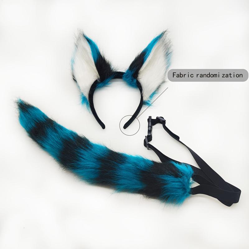 Beast Ear Plush Headwear Tail Set Unisex Cosplay Accessories