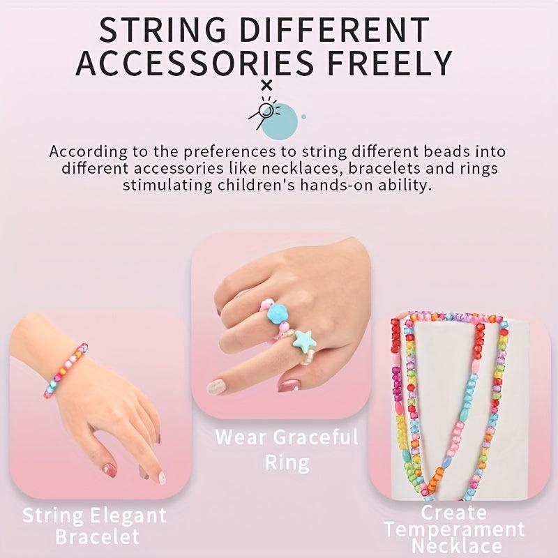 Children's DIY Jewelry Set for Girls, Creative Bracelet Necklace Ring Making Kit