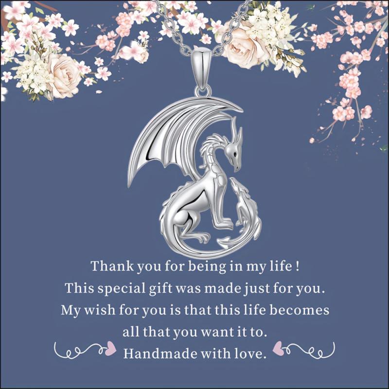 Parent Child Dragon Pendant Necklace Mother's Gift
