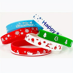 16pcs Christmas Silicone Bracelets Xmas Rubber Band Accessories Gift Kids