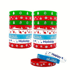 16pcs Christmas Silicone Bracelets Xmas Rubber Band Accessories Gift Kids