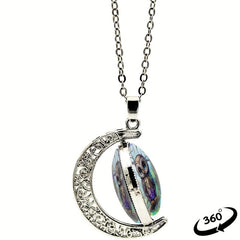 Cartoon Owl Crescent Moon Half Moon Crystal Pendant Necklace