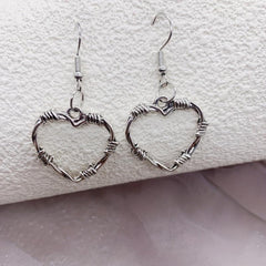 Gothic Style Thorns Hollow Heart Earrings