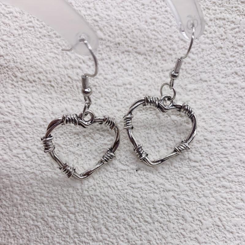 Gothic Style Thorns Hollow Heart Earrings
