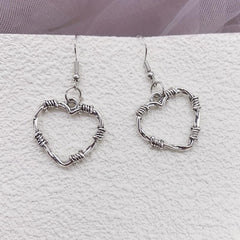 Gothic Style Thorns Hollow Heart Earrings