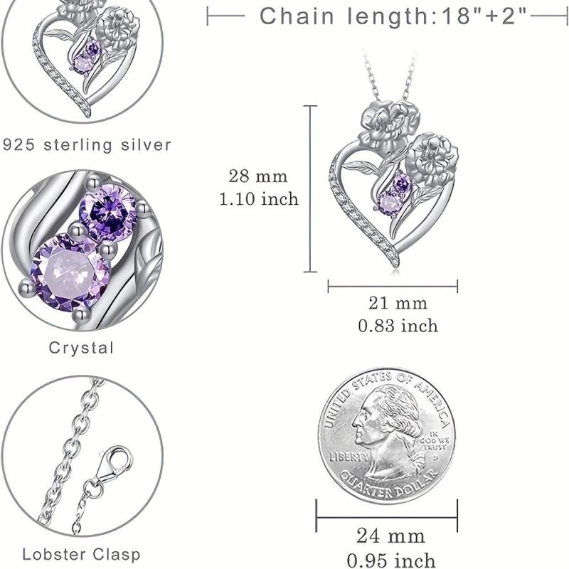 Rose Heart Shaped Pendant Necklace Women Sweet Jewelry Gift