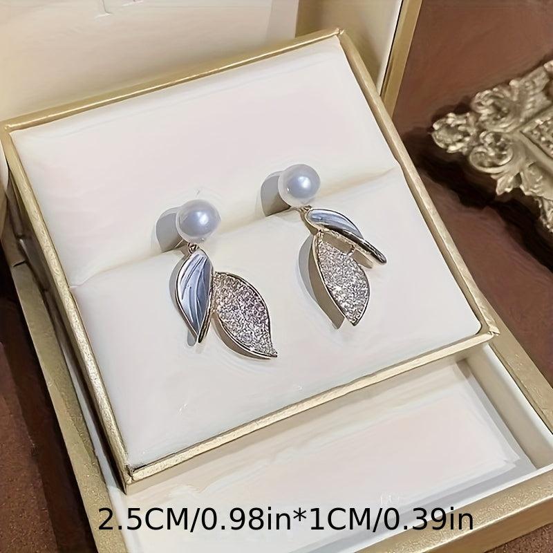 Orchid Leaf Pearl Earrings Elegant Light Earrings