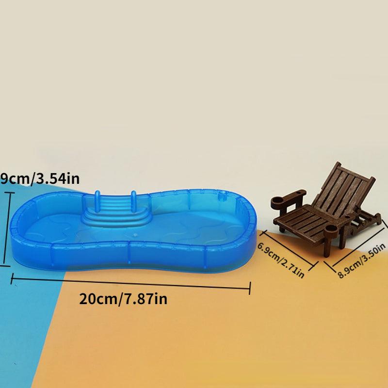 Doll House Mini Play Set with Swimming Pool & More - Ideal for Kids