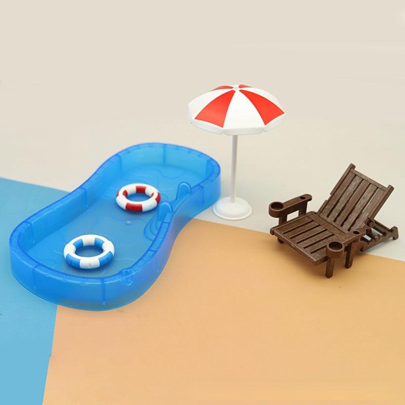 Doll House Mini Play Set with Swimming Pool & More - Ideal for Kids
