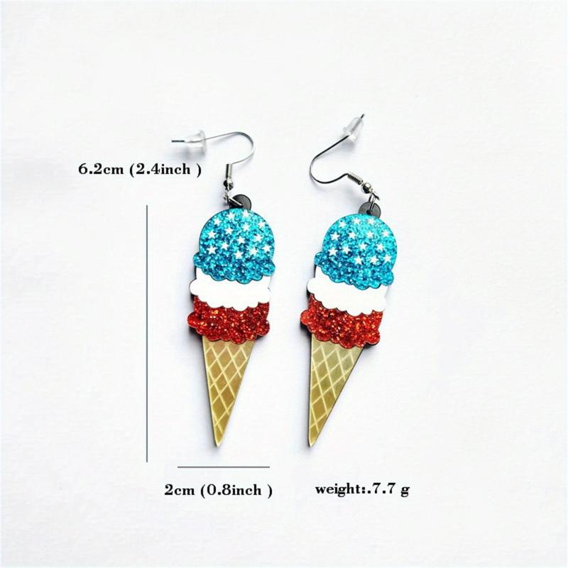 American Flag Pentagram Acrylic Ice Cream Popsicle Earrings