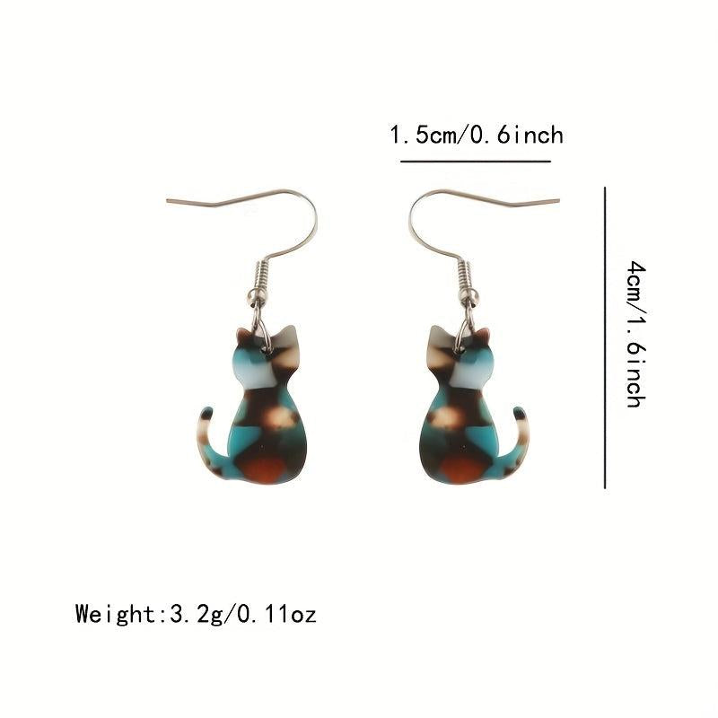 Cat Acrylic Hook Earrings Gift for Women