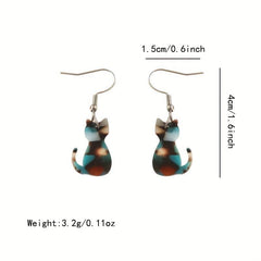 Cat Acrylic Hook Earrings Gift for Women
