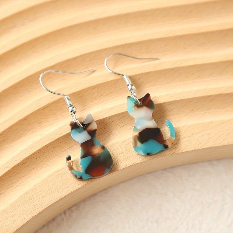 Cat Acrylic Hook Earrings Gift for Women