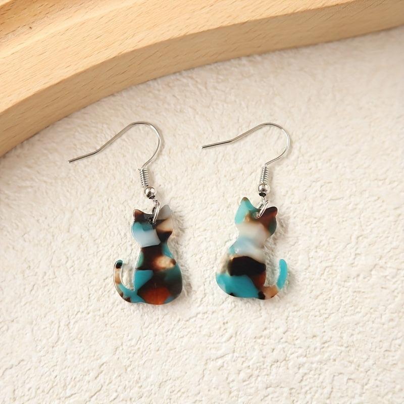 Cat Acrylic Hook Earrings Gift for Women