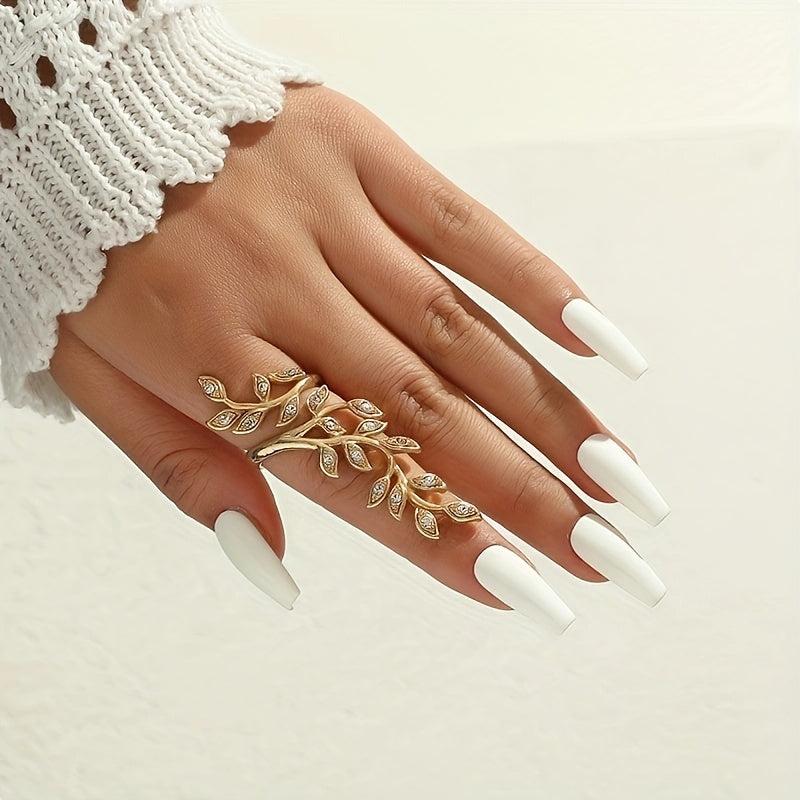 Women Sweet Artificial Diamond Leaf Branch Open Ring