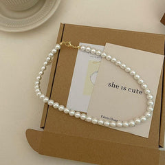 Faux Pearl Necklace Clavicle Chain Party Jewelry