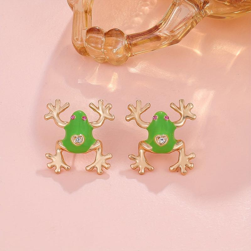 Creative Frog Stud Earrings European American Carton Animal Ear Jewelry