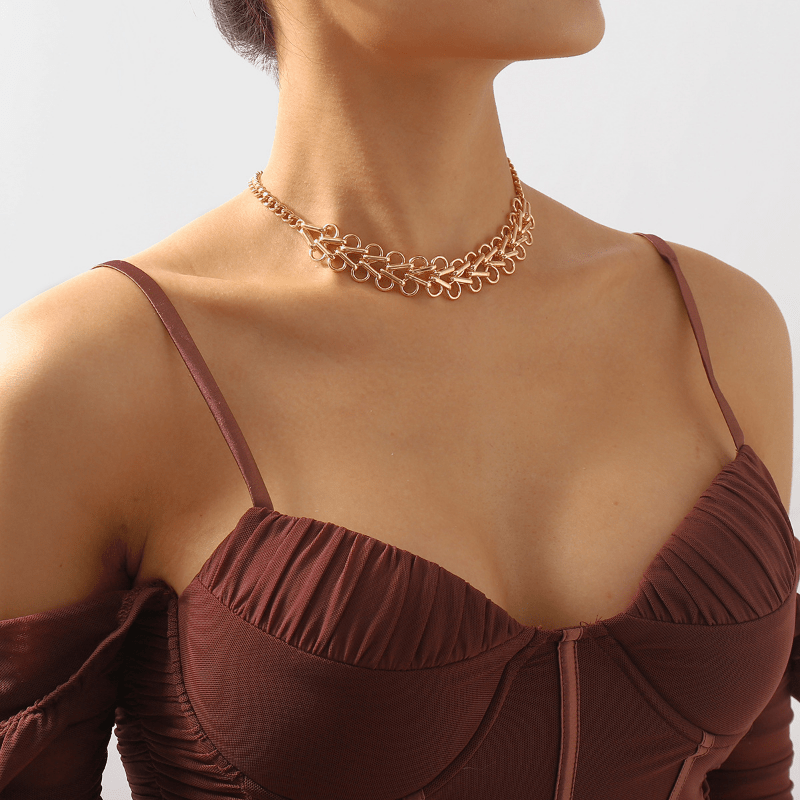 Metallic Choker Hollowed Circle Punk Chain