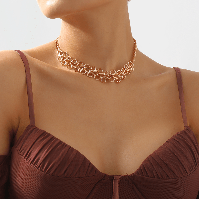 Metallic Choker Hollowed Circle Punk Chain