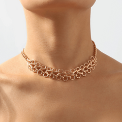 Metallic Choker Hollowed Circle Punk Chain