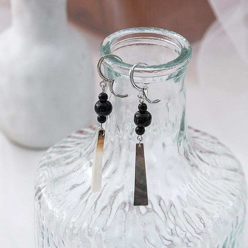 Vintage Faux Shell Round Beads Earrings
