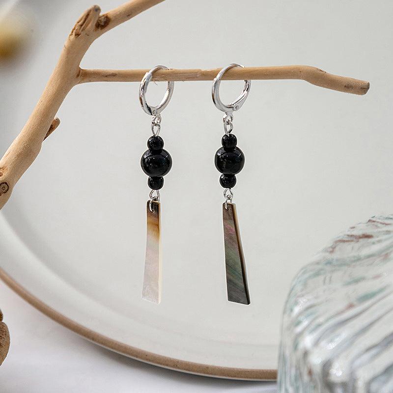 Vintage Faux Shell Round Beads Earrings