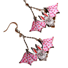 Gothic Punk Dark Bat Pendant Chain Earrings Hip Hop Ear Jewelry