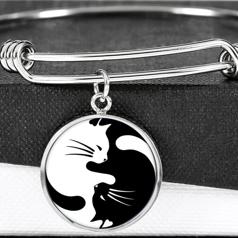 Yin Yang Cat Drop Glue Pendant Necklace