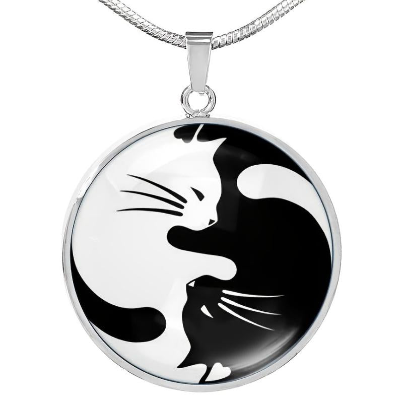 Yin Yang Cat Drop Glue Pendant Necklace