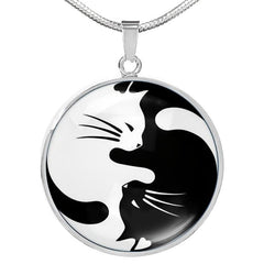 Yin Yang Cat Drop Glue Pendant Necklace