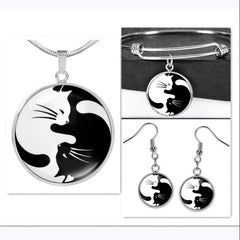 Yin Yang Cat Drop Glue Pendant Necklace