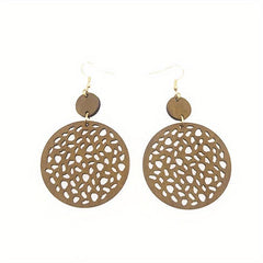 Boho Vintage Wood Chip Earrings