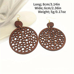 Boho Vintage Wood Chip Earrings