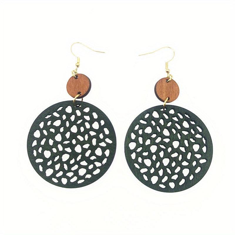 Boho Vintage Wood Chip Earrings
