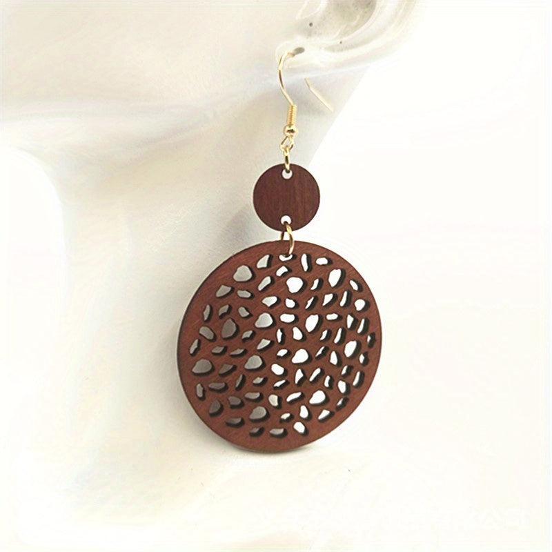 Boho Vintage Wood Chip Earrings