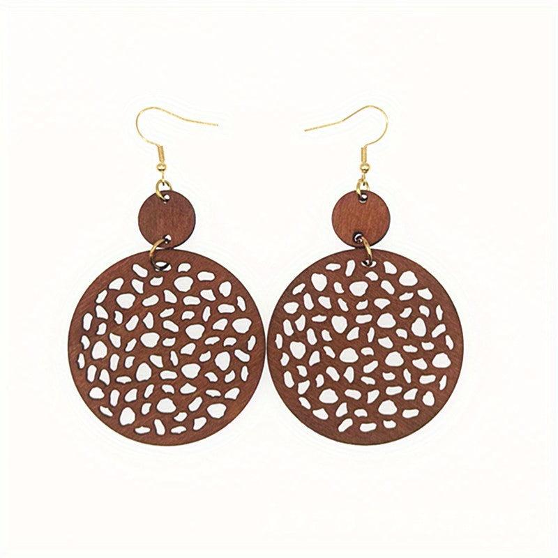 Boho Vintage Wood Chip Earrings