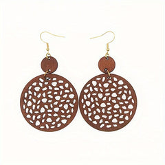 Boho Vintage Wood Chip Earrings