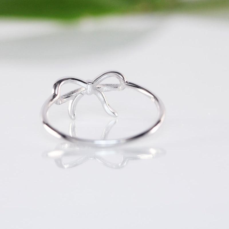 Silvery Plated Bow Ribbon Ring Casual Party Jewelry
