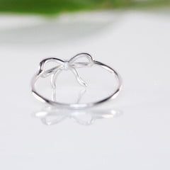 Silvery Plated Bow Ribbon Ring Casual Party Jewelry