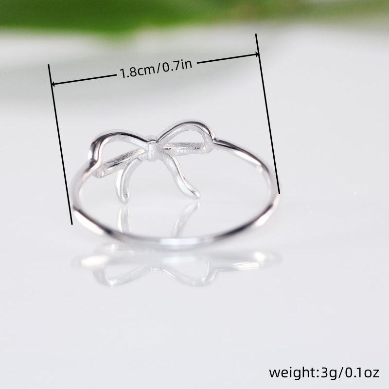 Silvery Plated Bow Ribbon Ring Casual Party Jewelry