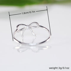 Silvery Plated Bow Ribbon Ring Casual Party Jewelry