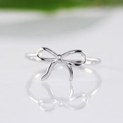 Silvery Plated Bow Ribbon Ring Casual Party Jewelry