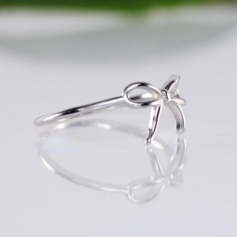 Silvery Plated Bow Ribbon Ring Casual Party Jewelry
