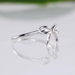 Silvery Plated Bow Ribbon Ring Casual Party Jewelry