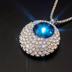 Long Crystal Round Necklace for Wedding Dinner Party