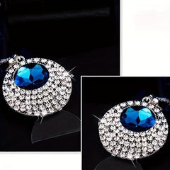 Long Crystal Round Necklace for Wedding Dinner Party