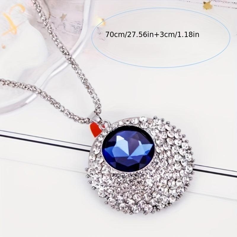 Long Crystal Round Necklace for Wedding Dinner Party