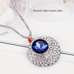 Long Crystal Round Necklace for Wedding Dinner Party