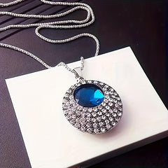 Long Crystal Round Necklace for Wedding Dinner Party